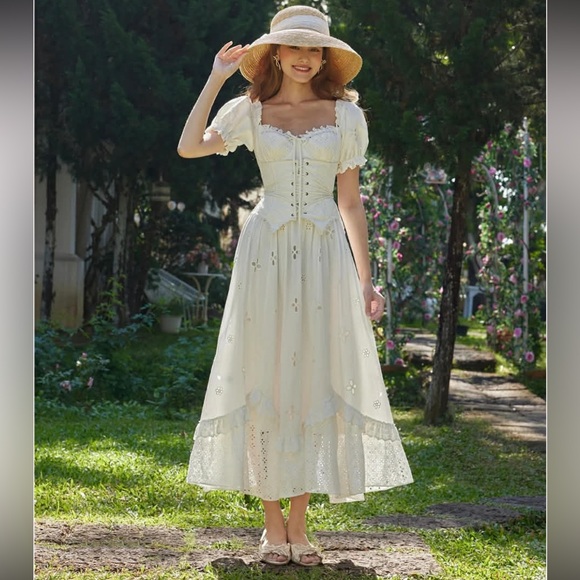 Lacemade Chic White Eyelet Midi Dress - Picture 2 of 14